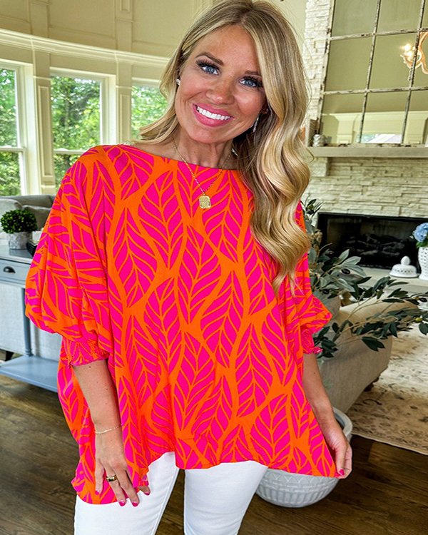 Floral Puffy Sleeves Chiffon Shirt
