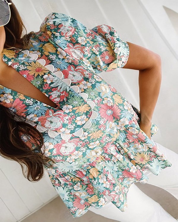 Floral Chiffon Pleated Top