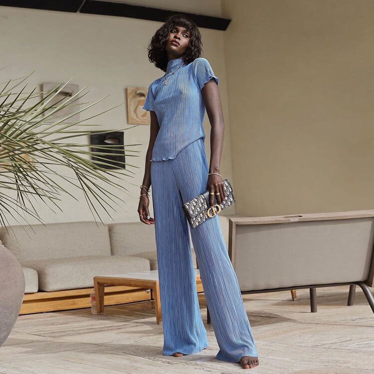 French Pleated Slimming T-shirt  Pants