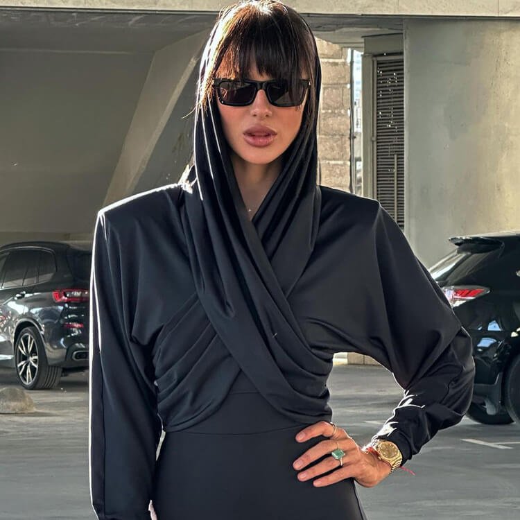 Cross Strap Hooded Slimming Top