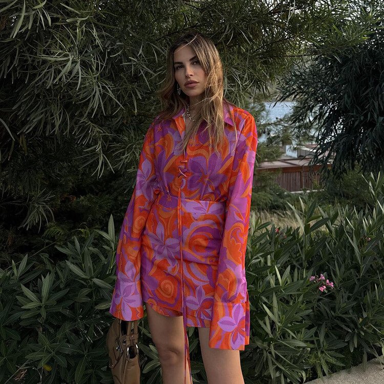 Print Shirt Skirt Two-piece