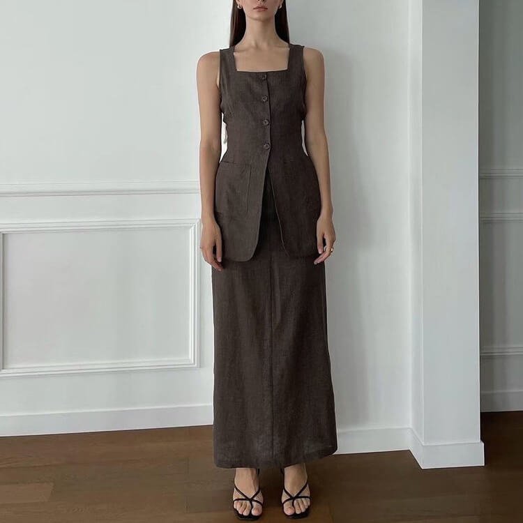 Commuter Vest Skirt Two-piece