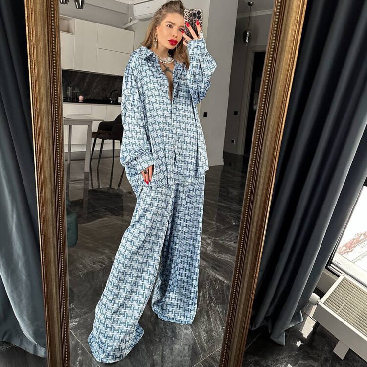 Letter Printed Two-piece Shirt Pants