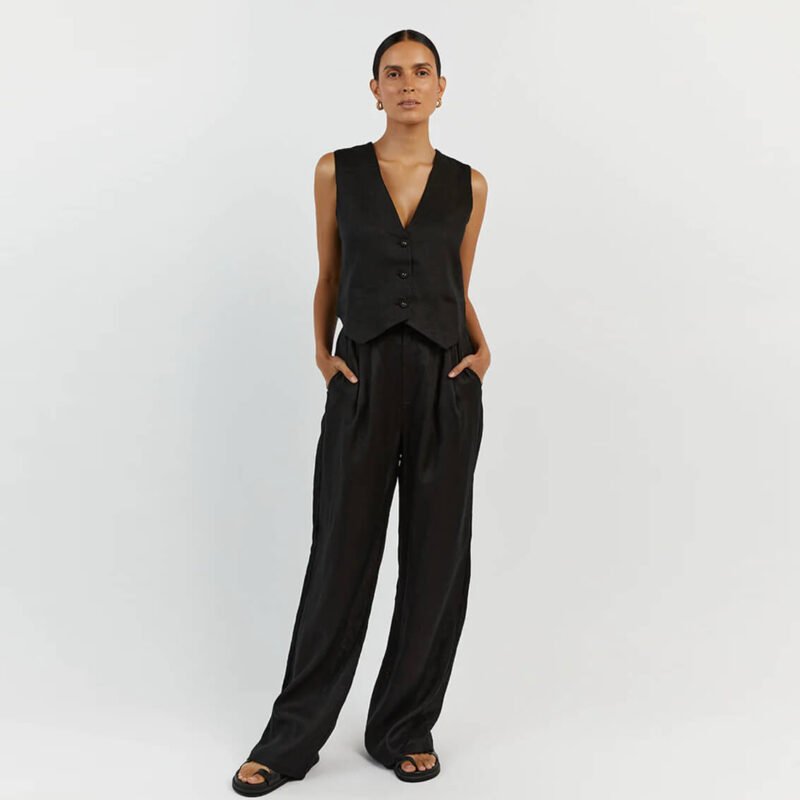 Cotton Linen Vest Pants Two-piece - Image 5