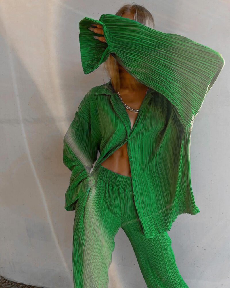 Pleated Loose Shirt Pants Two-piece - Image 3