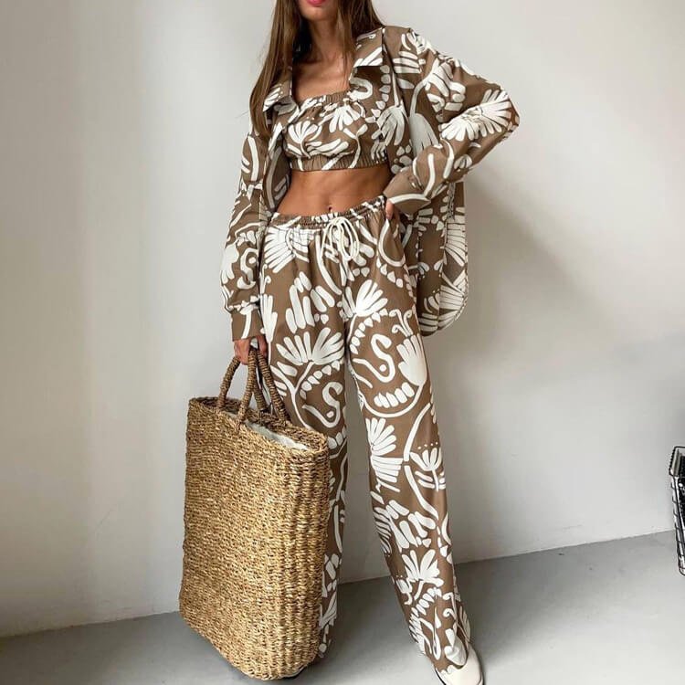 Printed Shirt Pants Three-piece
