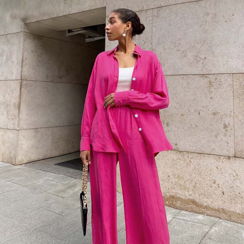 Pleated Loose Shirt Pants Two-piece - Image 4