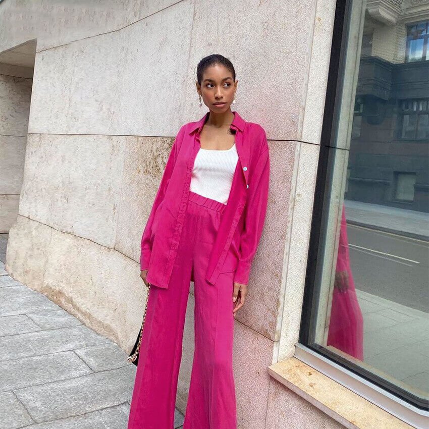 Commuter Silky Shirt Pants Two-piece