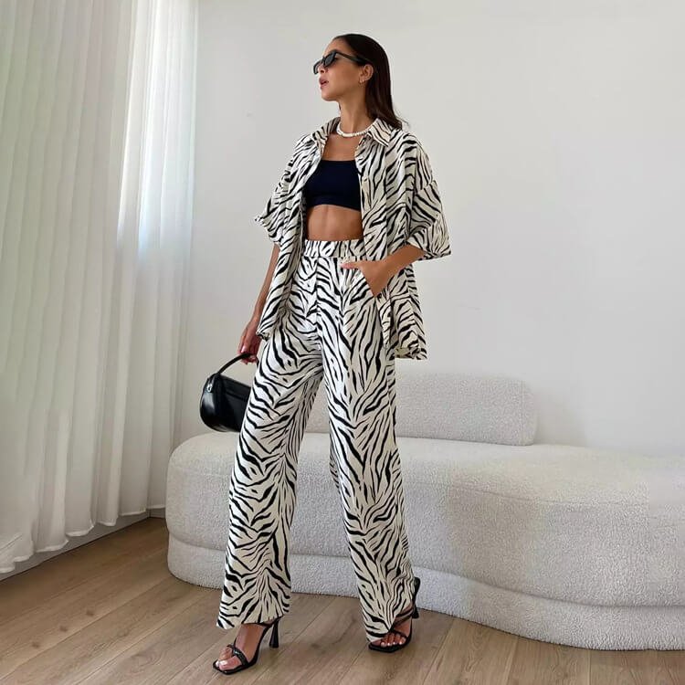 Satin Zebra Striped Suit